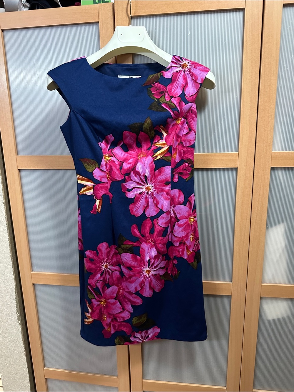 Wisp 2p Navy Dress with Vibrant Pink Floral Print